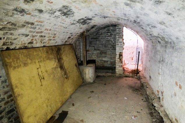The undercroft space - formerly an air raid shelter - below Charlton's Summer House